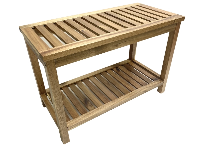 Exquisite Acacia Wood Bath Bench KD - Two-Tier Water-Resistant Spa Organizer